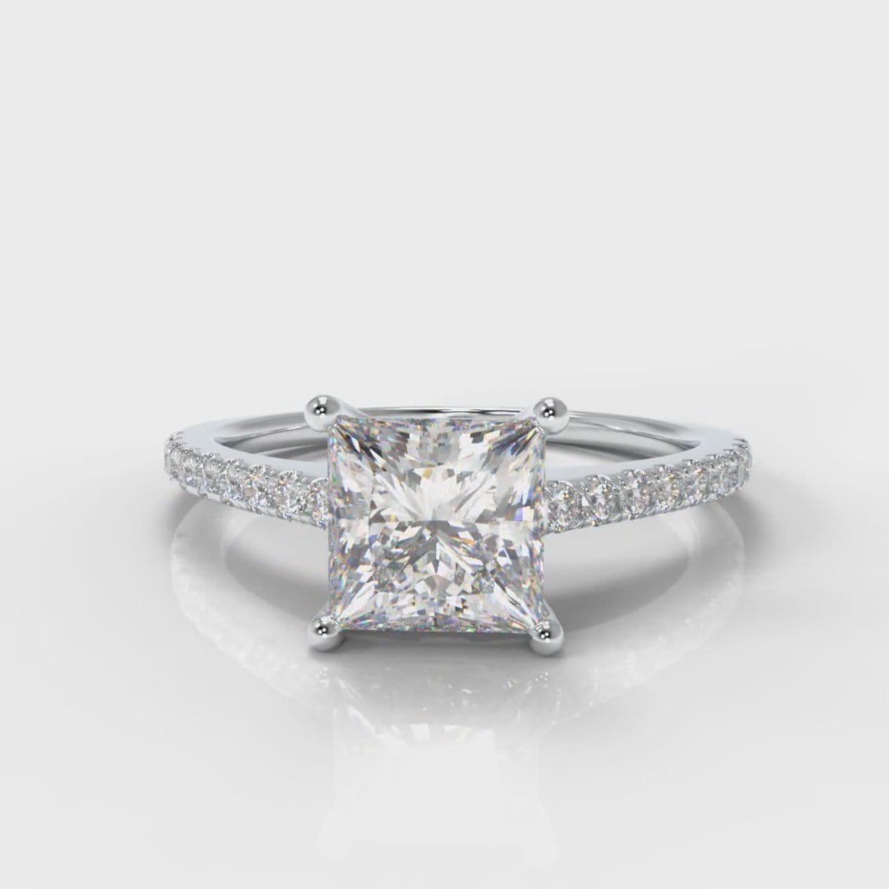 Petite Micropavé Princess Cut Diamond Engagement Ring