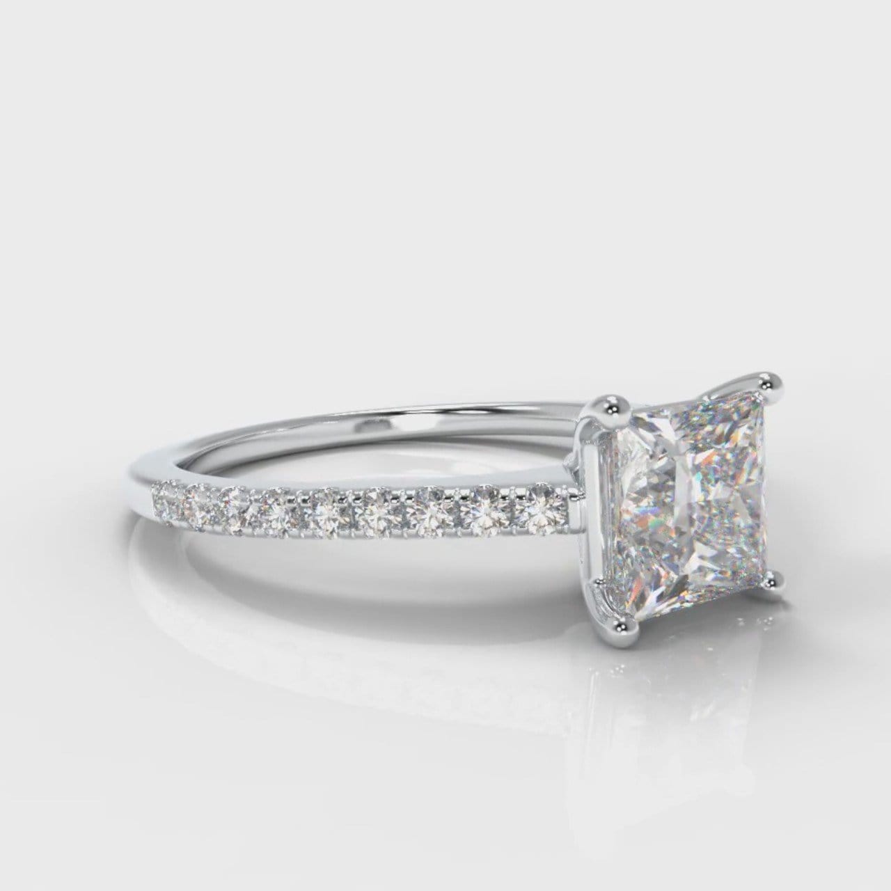 Petite Micropavé Princess Cut Diamond Engagement Ring