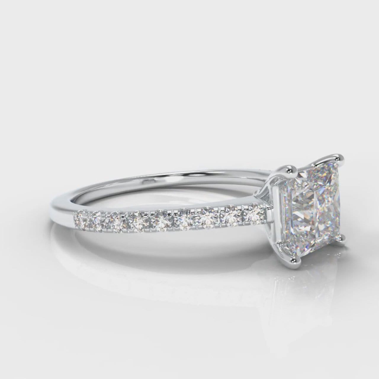 Petite Micropavé Princess Cut Diamond Engagement Ring