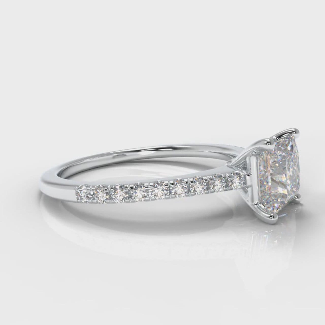 Petite Micropavé Princess Cut Diamond Engagement Ring