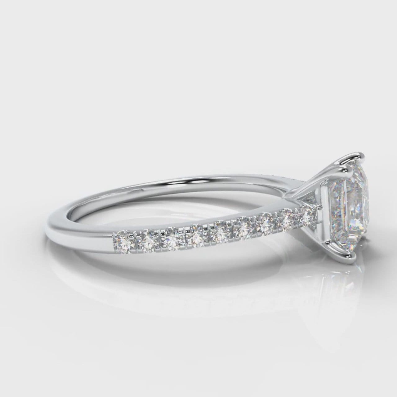 Petite Micropavé Princess Cut Diamond Engagement Ring