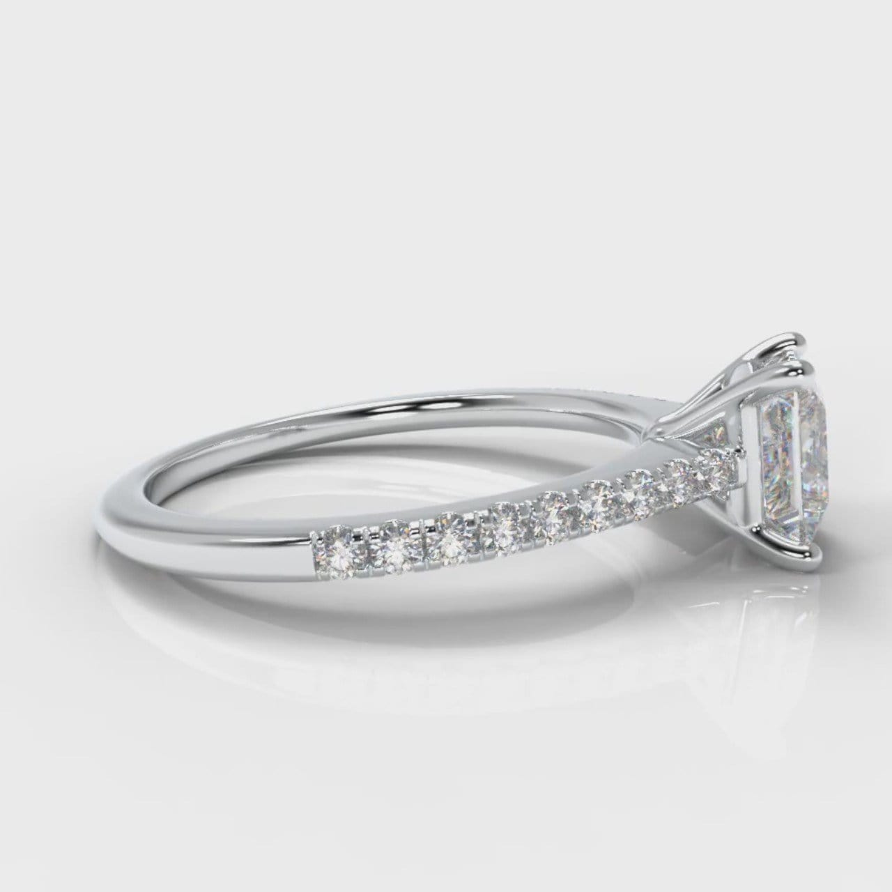 Petite Micropavé Princess Cut Diamond Engagement Ring