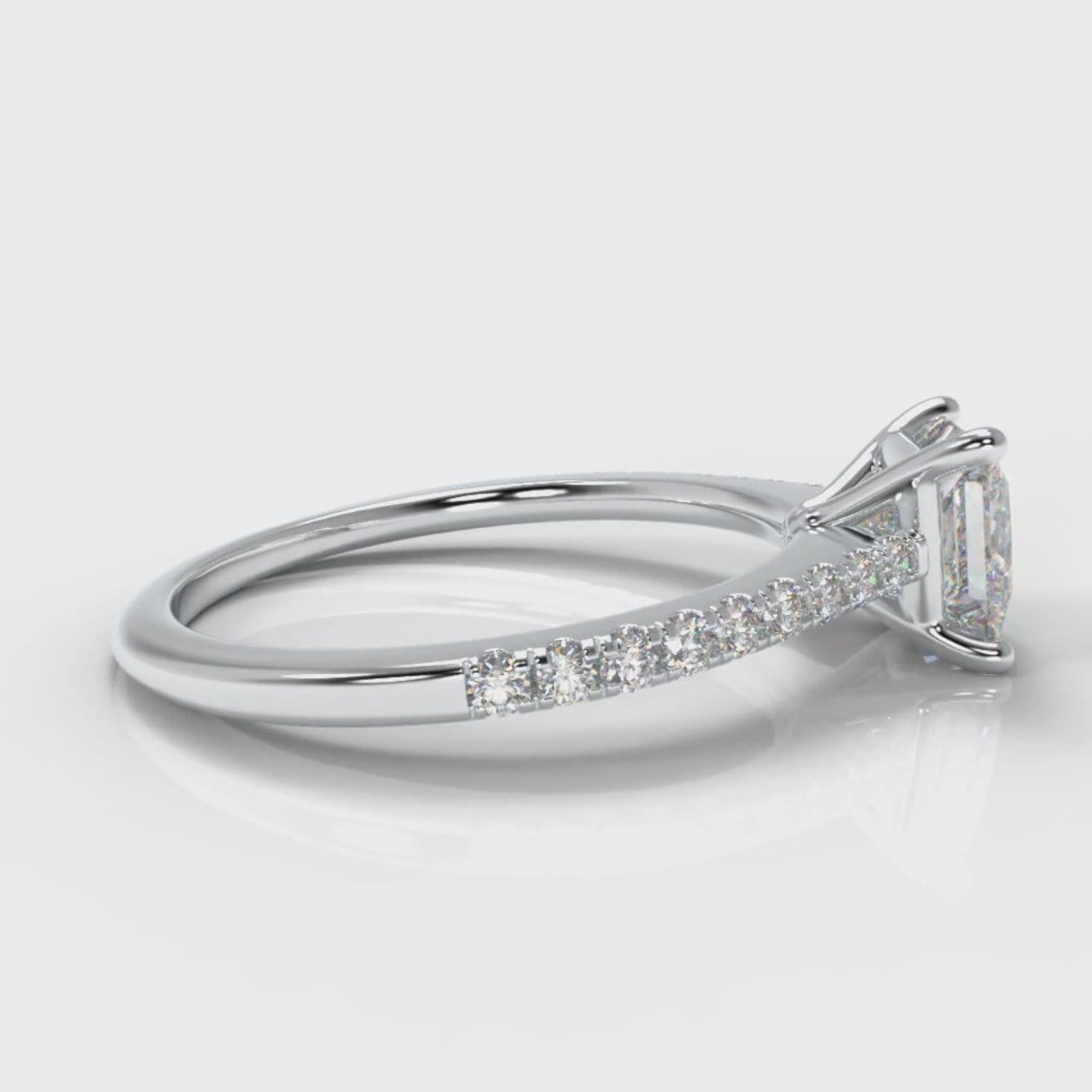 Petite Micropavé Princess Cut Diamond Engagement Ring
