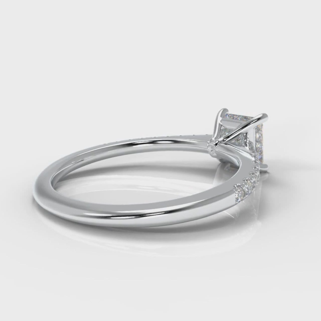 Petite Micropavé Princess Cut Diamond Engagement Ring