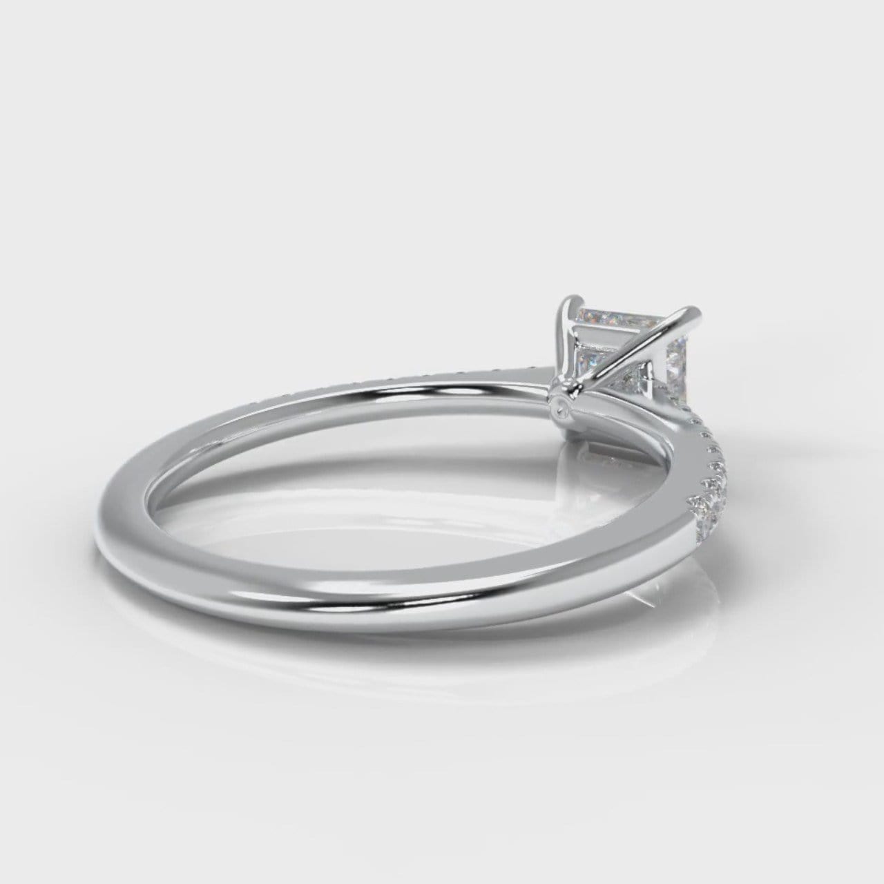 Petite Micropavé Princess Cut Diamond Engagement Ring
