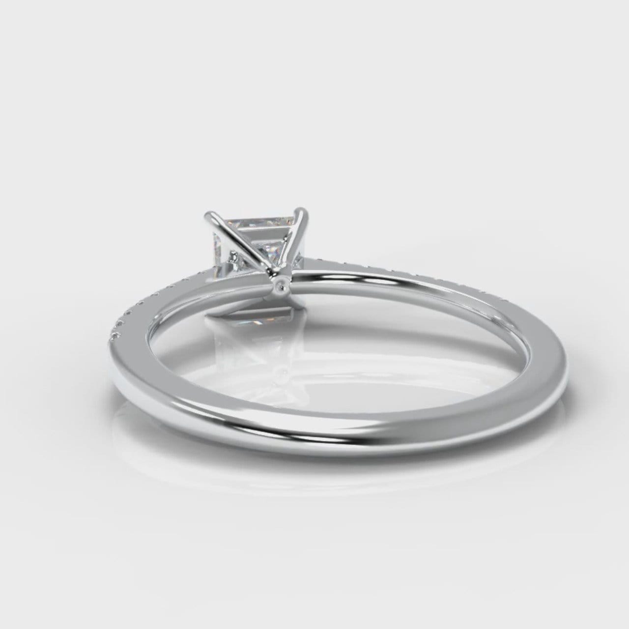 Petite Micropavé Princess Cut Diamond Engagement Ring