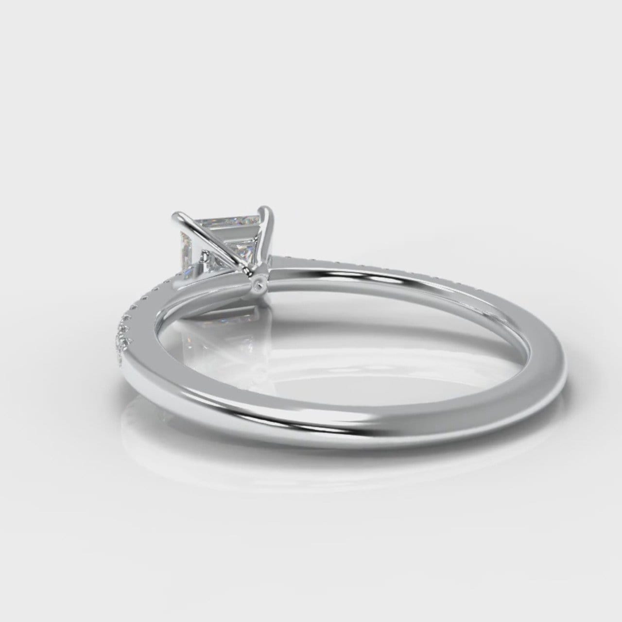 Petite Micropavé Princess Cut Diamond Engagement Ring