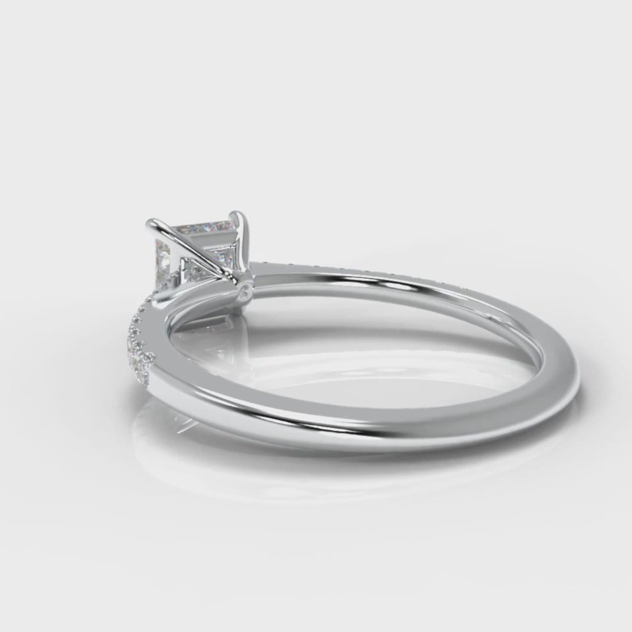 Petite Micropavé Princess Cut Diamond Engagement Ring