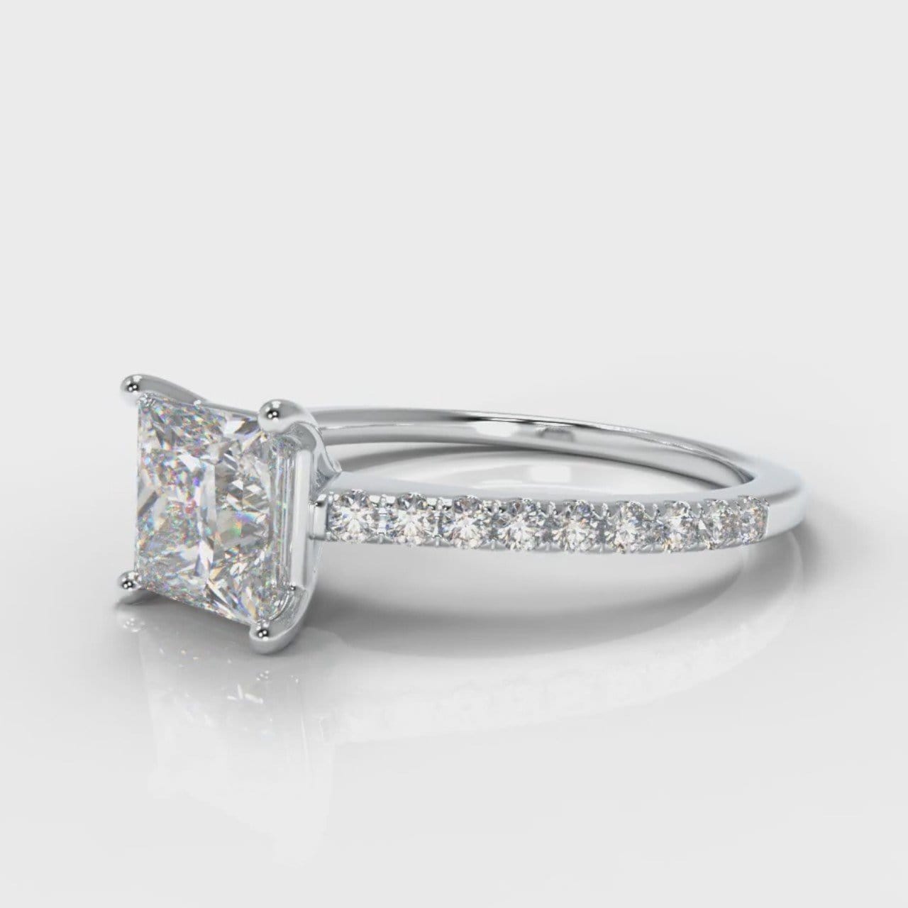 Petite Micropavé Princess Cut Diamond Engagement Ring