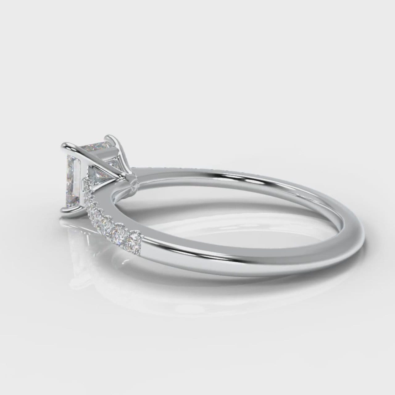Petite Micropavé Princess Cut Diamond Engagement Ring