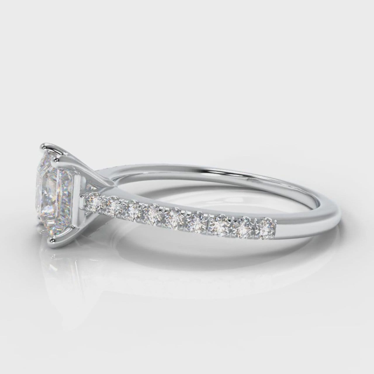 Petite Micropavé Princess Cut Diamond Engagement Ring