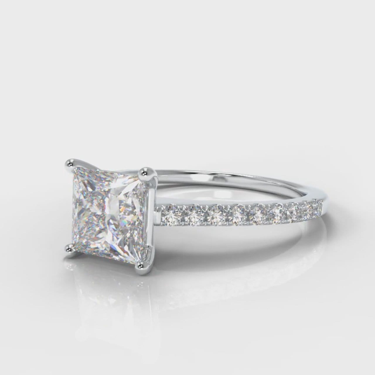 Petite Micropavé Princess Cut Diamond Engagement Ring