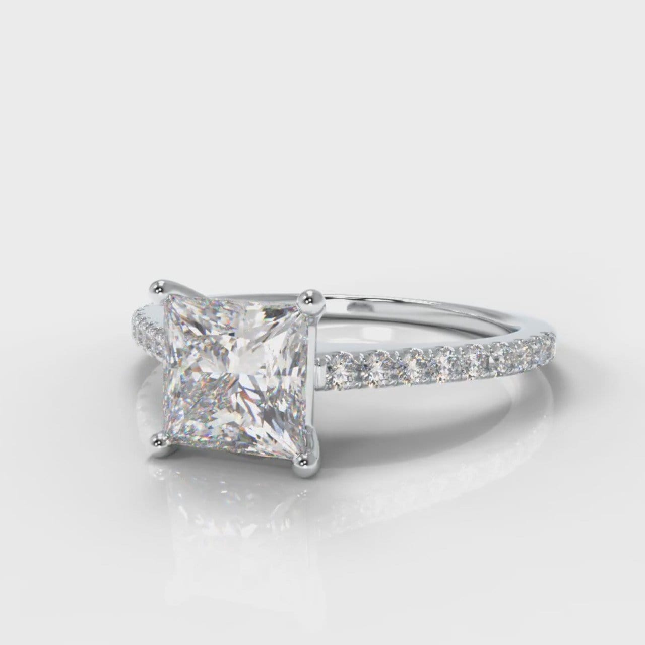 Petite Micropavé Princess Cut Diamond Engagement Ring