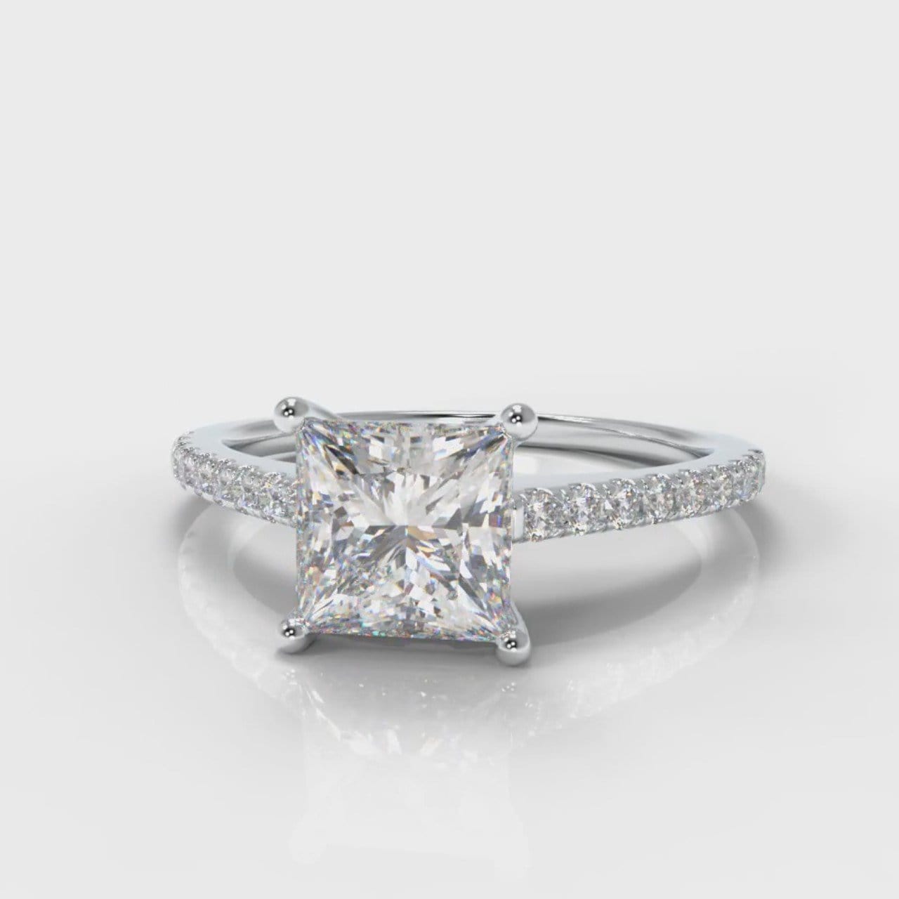 Petite Micropavé Princess Cut Diamond Engagement Ring