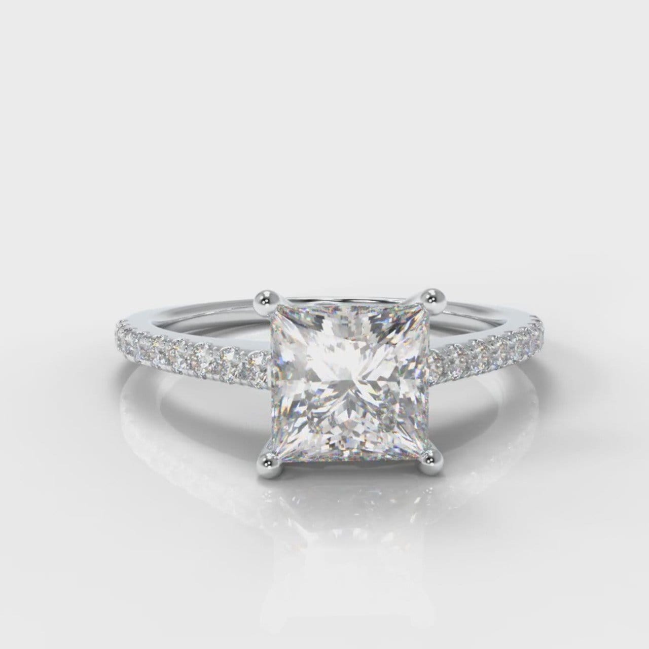 Petite Micropavé Princess Cut Diamond Engagement Ring