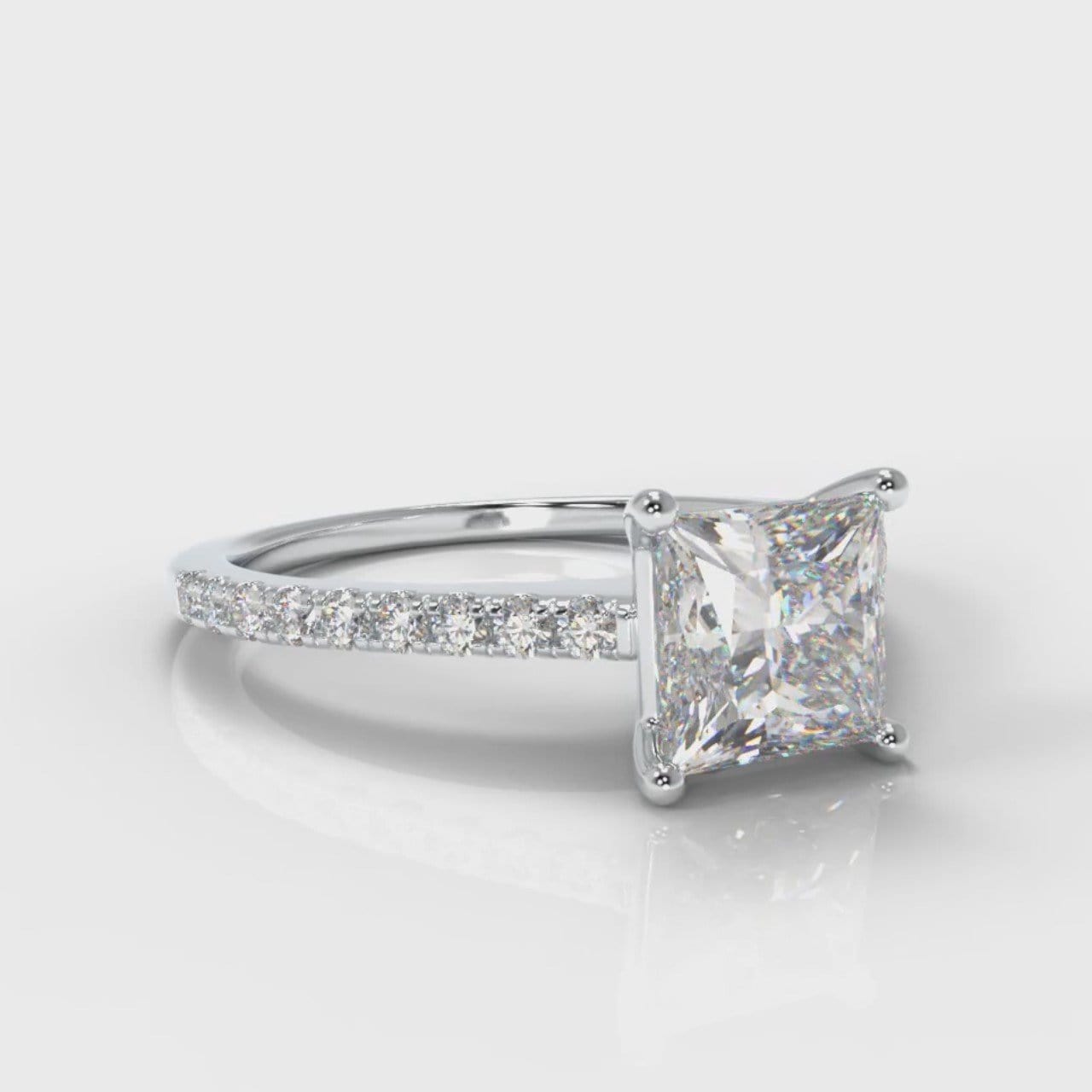 Petite Micropavé Princess Cut Diamond Engagement Ring