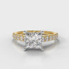 Carrée Micropavé Princess Cut Diamond Engagement Ring - Yellow Gold