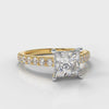 Carrée Micropavé Princess Cut Diamond Engagement Ring - Yellow Gold