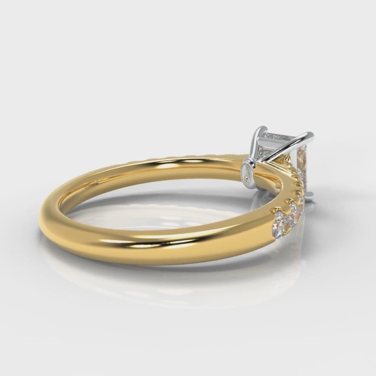 Carrée Micropavé Princess Cut Diamond Engagement Ring - Yellow Gold