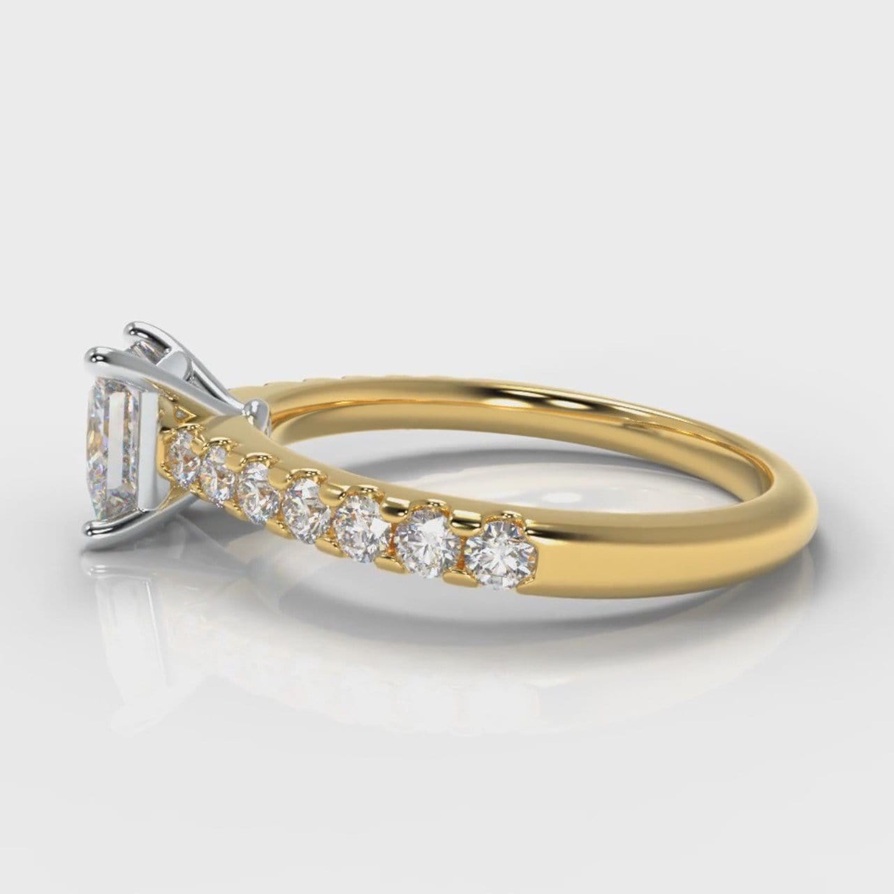 Carrée Micropavé Princess Cut Diamond Engagement Ring - Yellow Gold