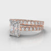 Carrée Micropavé Radiant Cut Diamond Bridal Set - Rose Gold