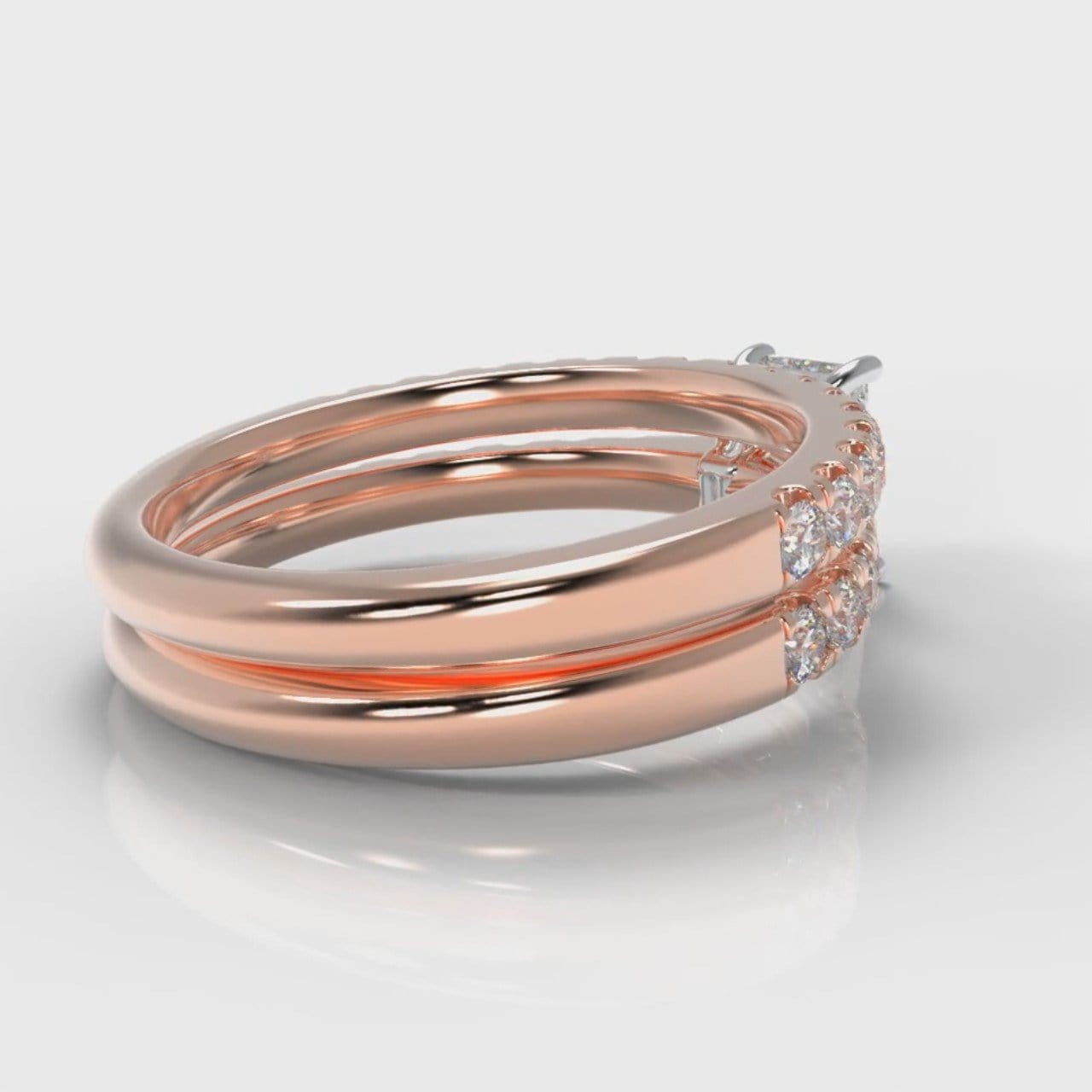 Carrée Micropavé Radiant Cut Diamond Bridal Set - Rose Gold