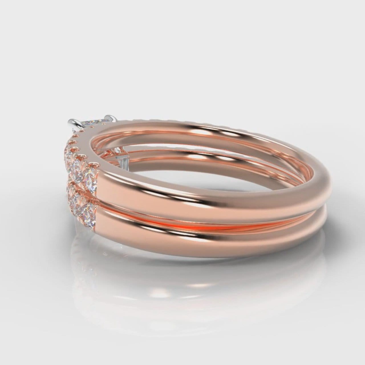 Carrée Micropavé Radiant Cut Diamond Bridal Set - Rose Gold