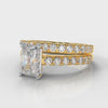 Carrée Micropavé Radiant Cut Diamond Bridal Set - Yellow Gold