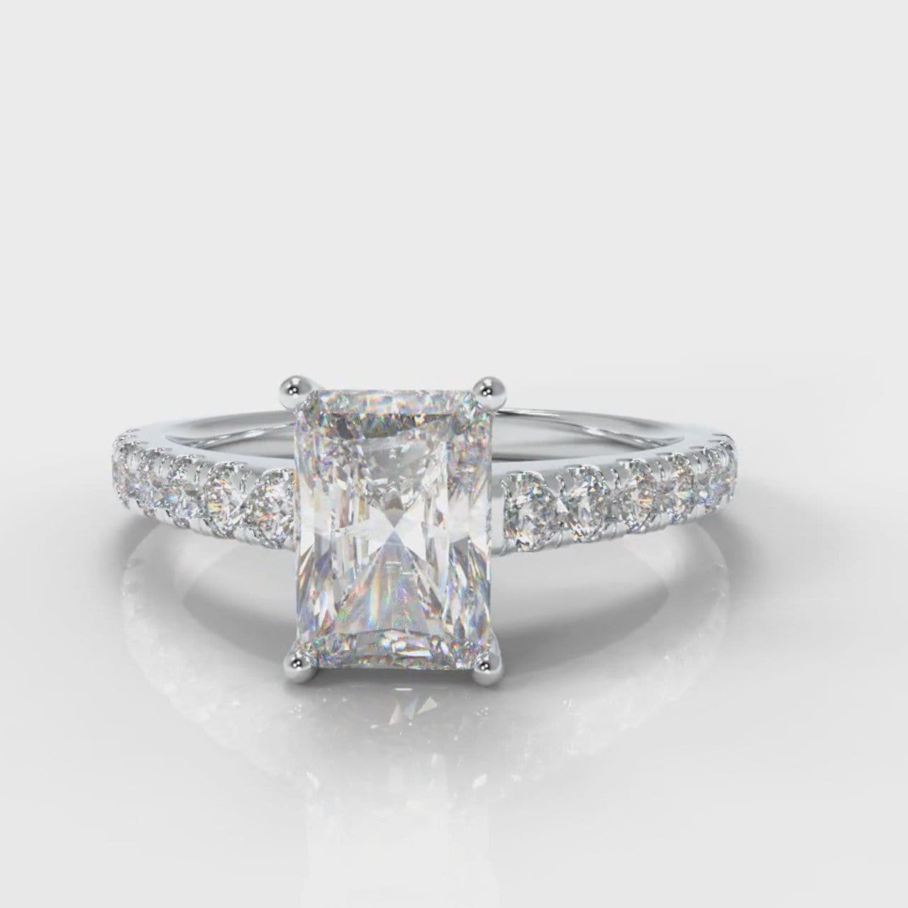 Carrée Micropavé Radiant Cut Diamond Engagement Ring