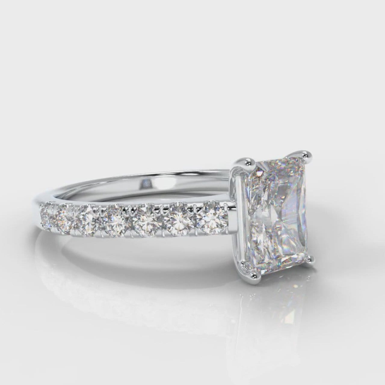 Carrée Micropavé Radiant Cut Diamond Engagement Ring