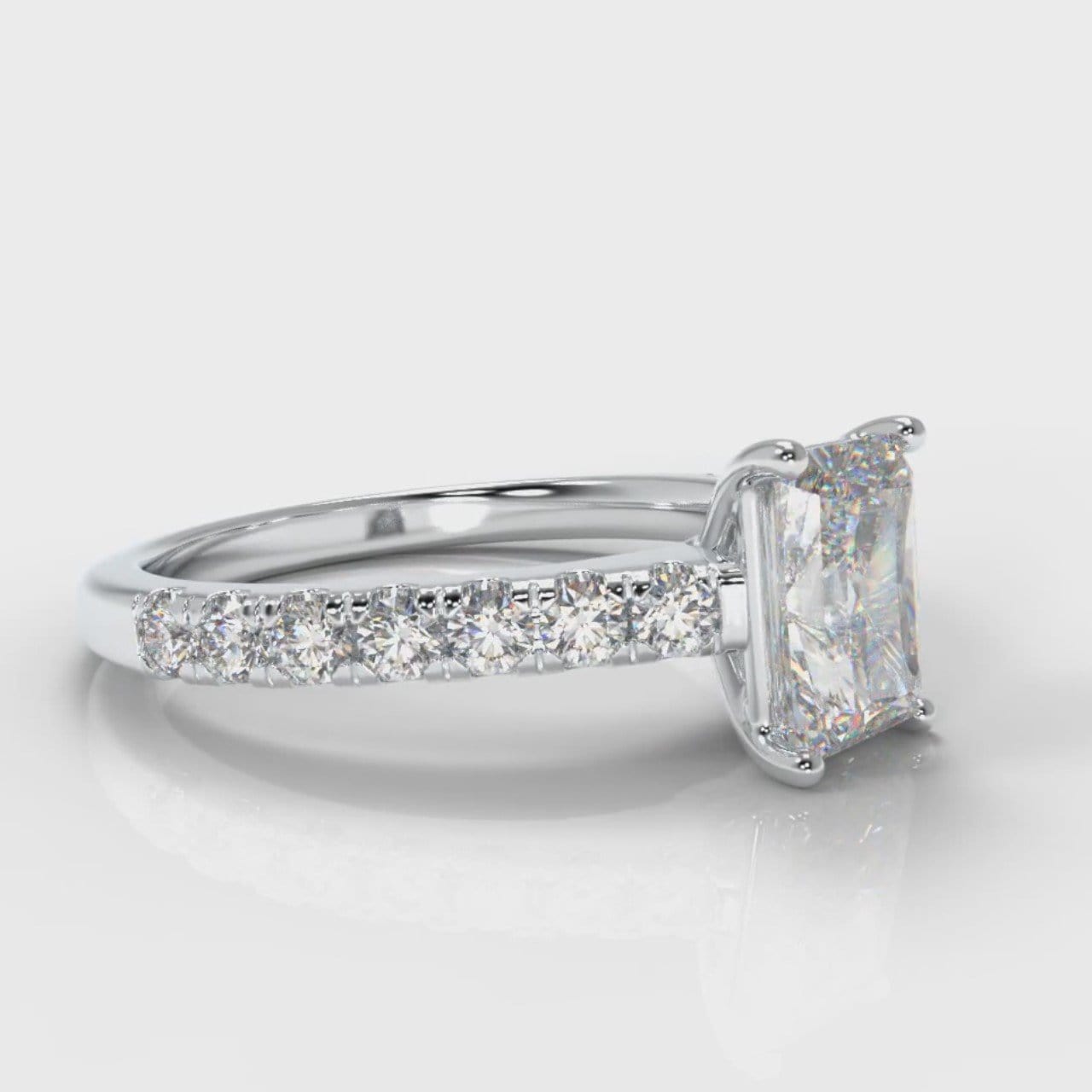 Carrée Micropavé Radiant Cut Diamond Engagement Ring