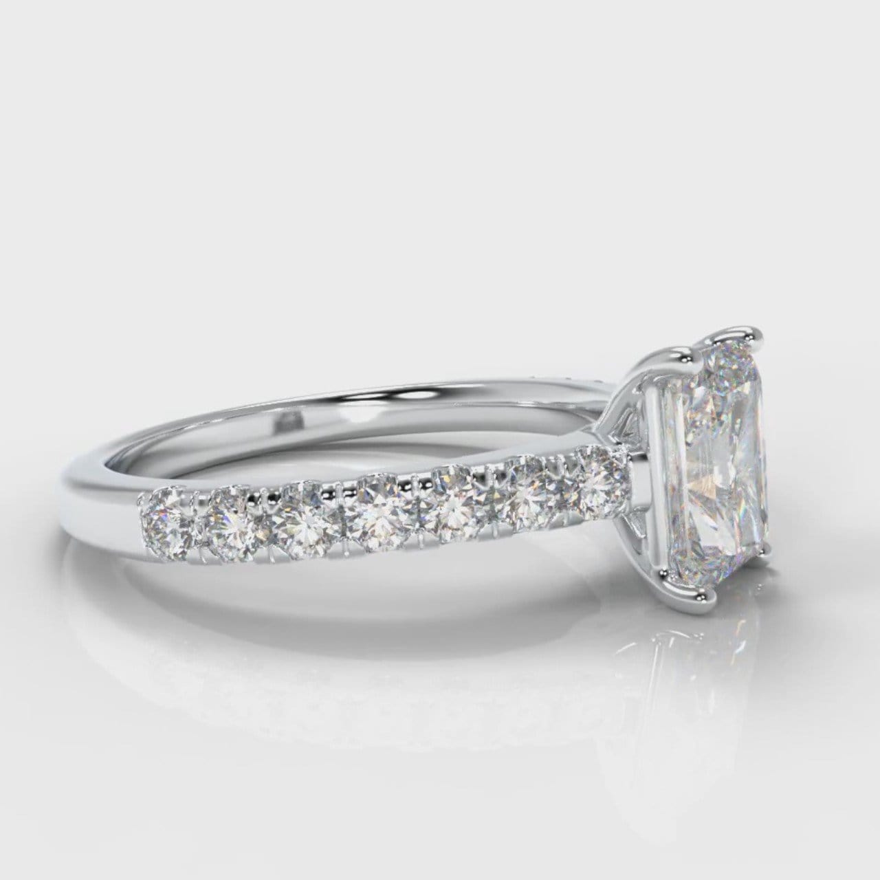 Carrée Micropavé Radiant Cut Diamond Engagement Ring