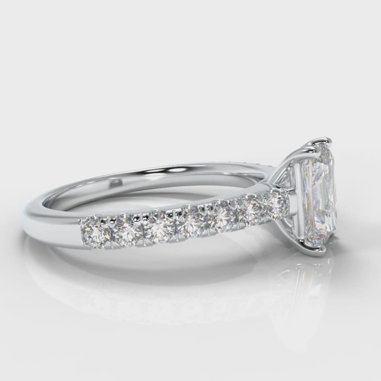 Carrée Micropavé Radiant Cut Diamond Engagement Ring