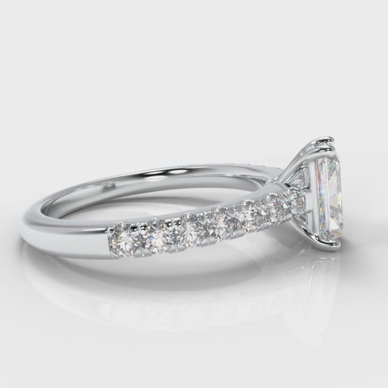 Carrée Micropavé Radiant Cut Diamond Engagement Ring