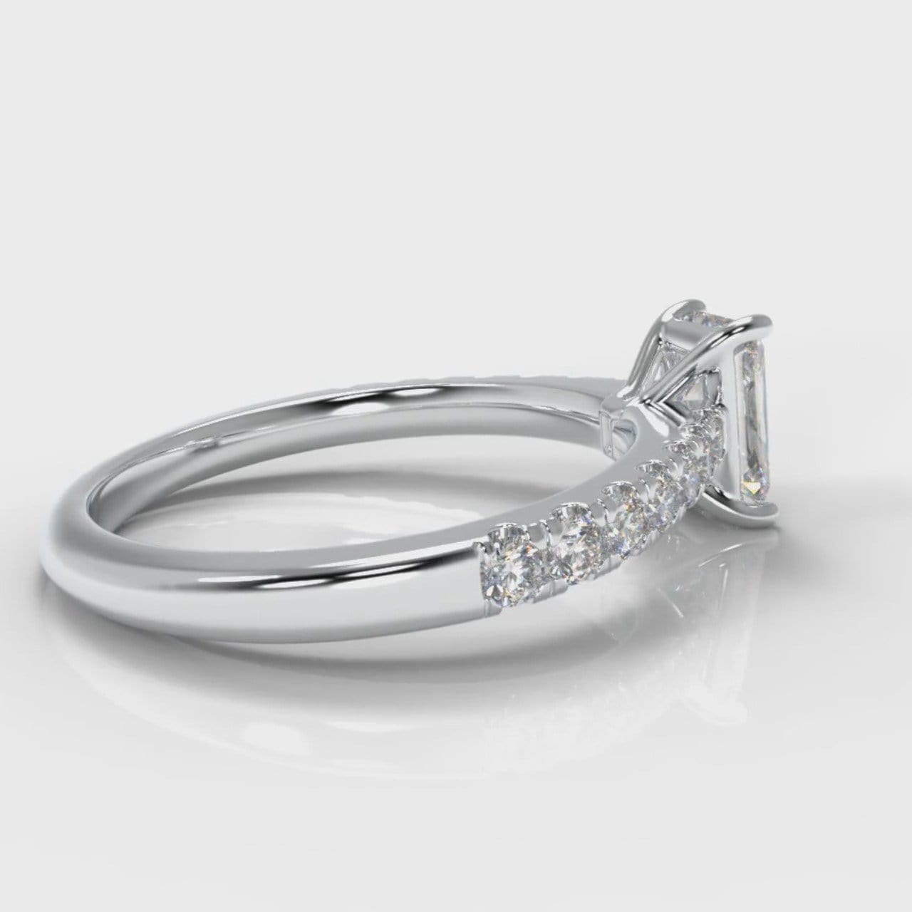 Carrée Micropavé Radiant Cut Diamond Engagement Ring