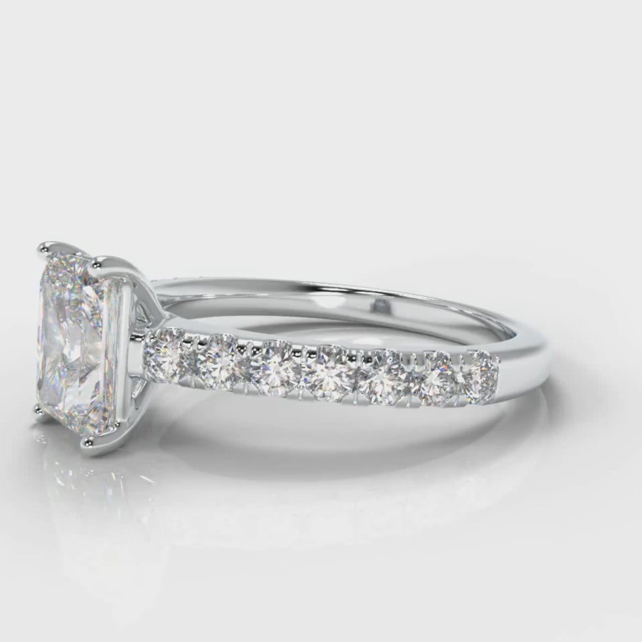 Carrée Micropavé Radiant Cut Diamond Engagement Ring