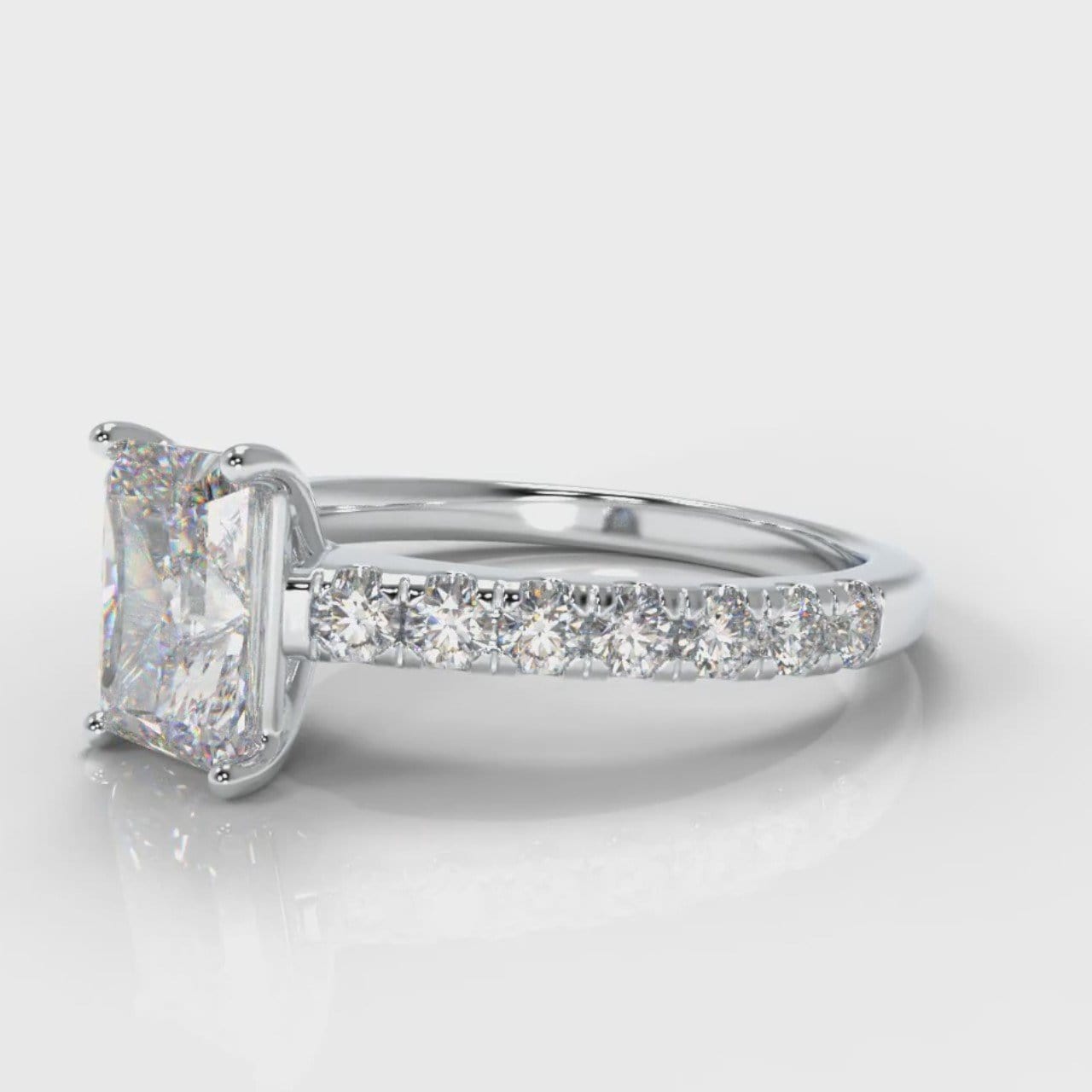 Carrée Micropavé Radiant Cut Diamond Engagement Ring