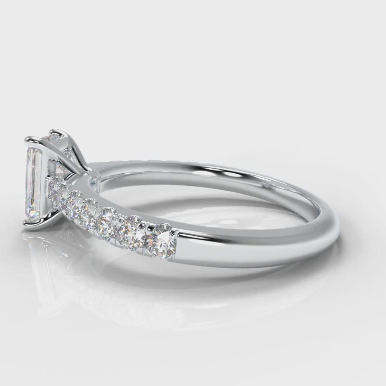Carrée Micropavé Radiant Cut Diamond Engagement Ring