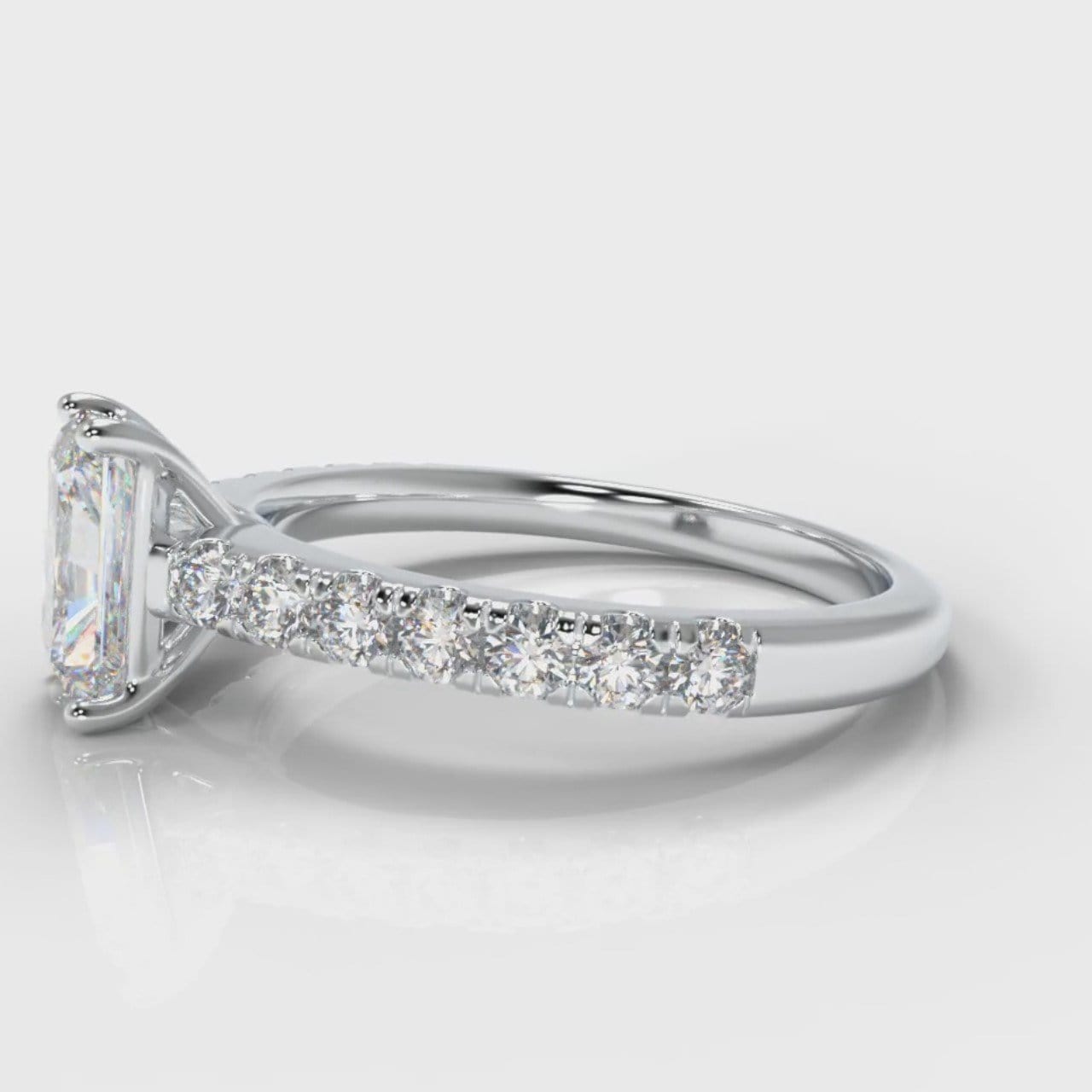 Carrée Micropavé Radiant Cut Diamond Engagement Ring