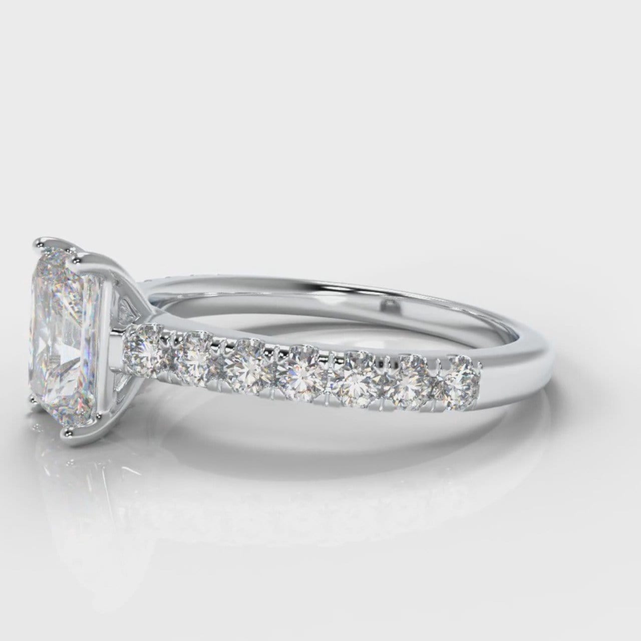 Carrée Micropavé Radiant Cut Diamond Engagement Ring