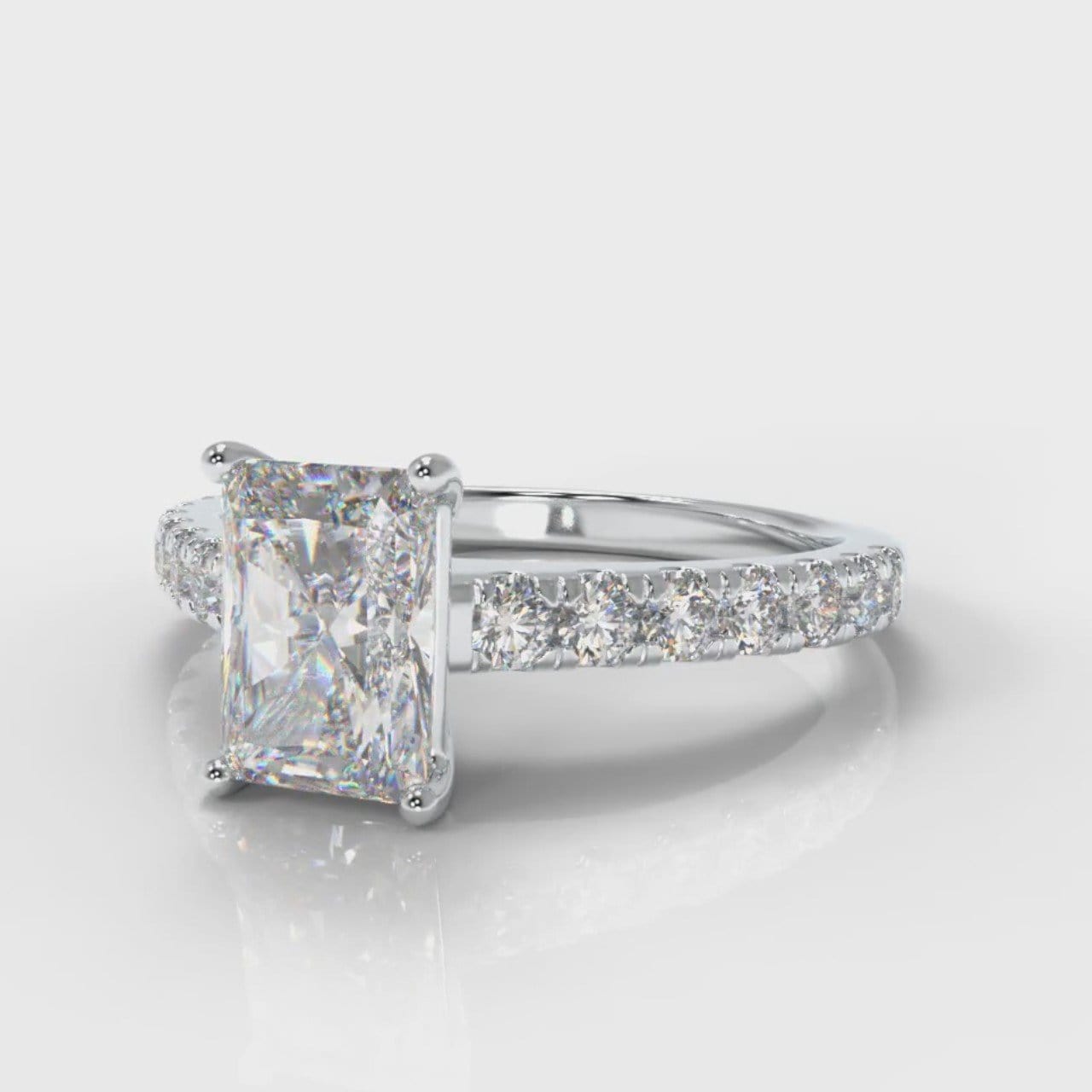 Carrée Micropavé Radiant Cut Diamond Engagement Ring