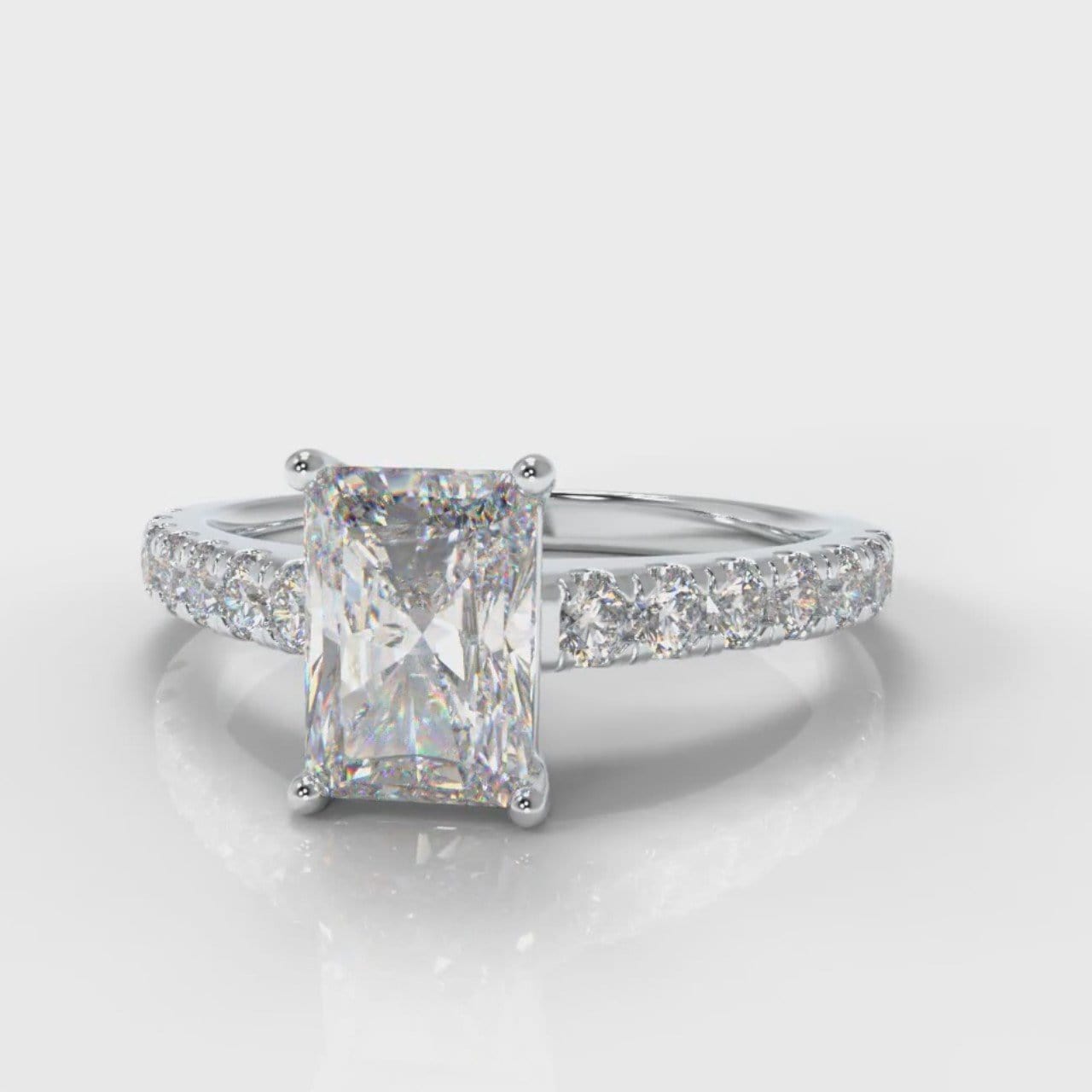 Carrée Micropavé Radiant Cut Diamond Engagement Ring