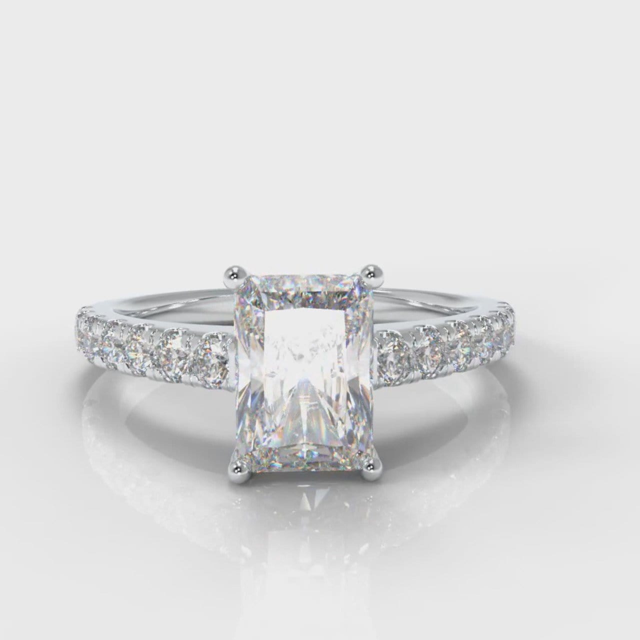 Carrée Micropavé Radiant Cut Diamond Engagement Ring
