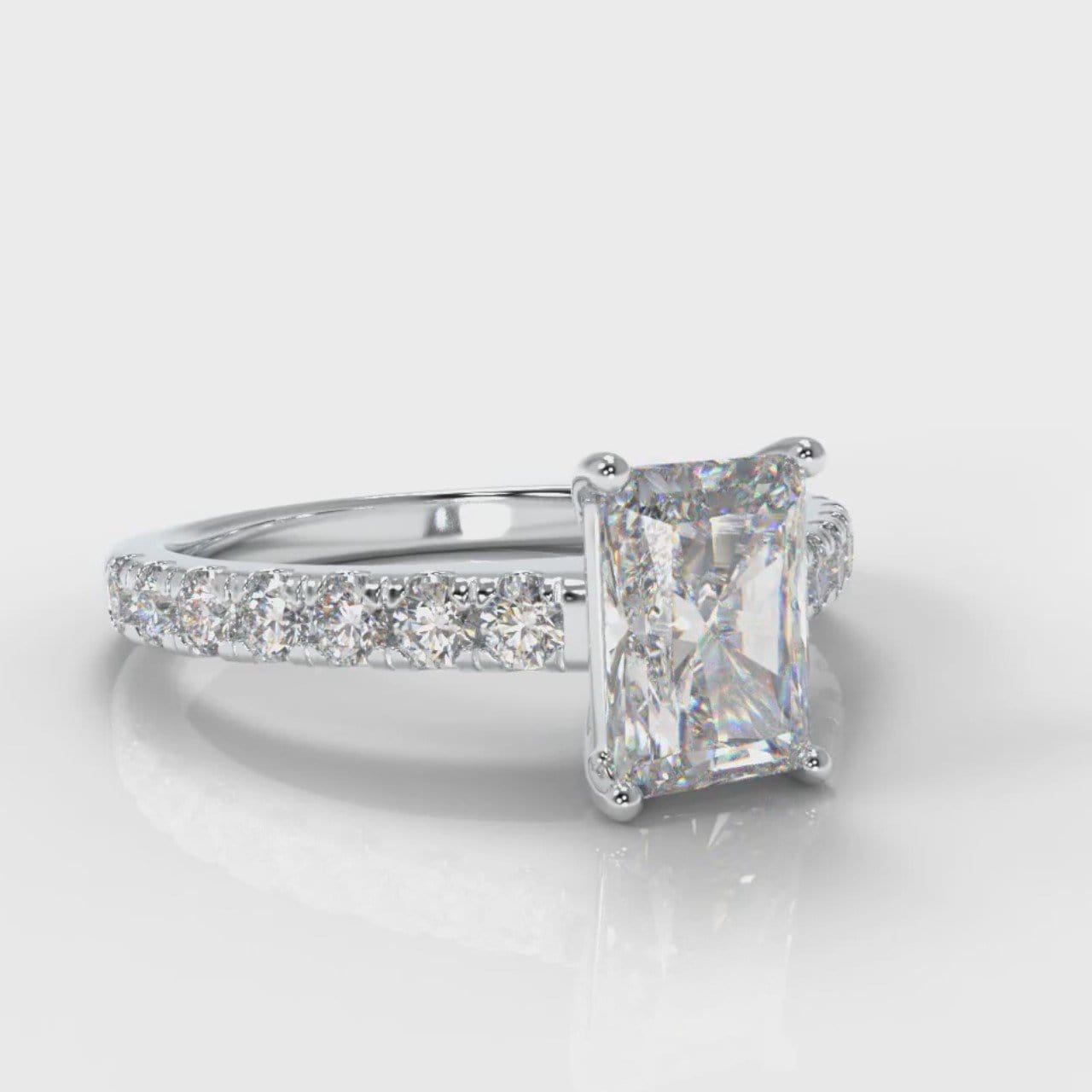 Carrée Micropavé Radiant Cut Diamond Engagement Ring