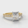 Carrée Micropavé Radiant Cut Diamond Engagement Ring - Yellow Gold