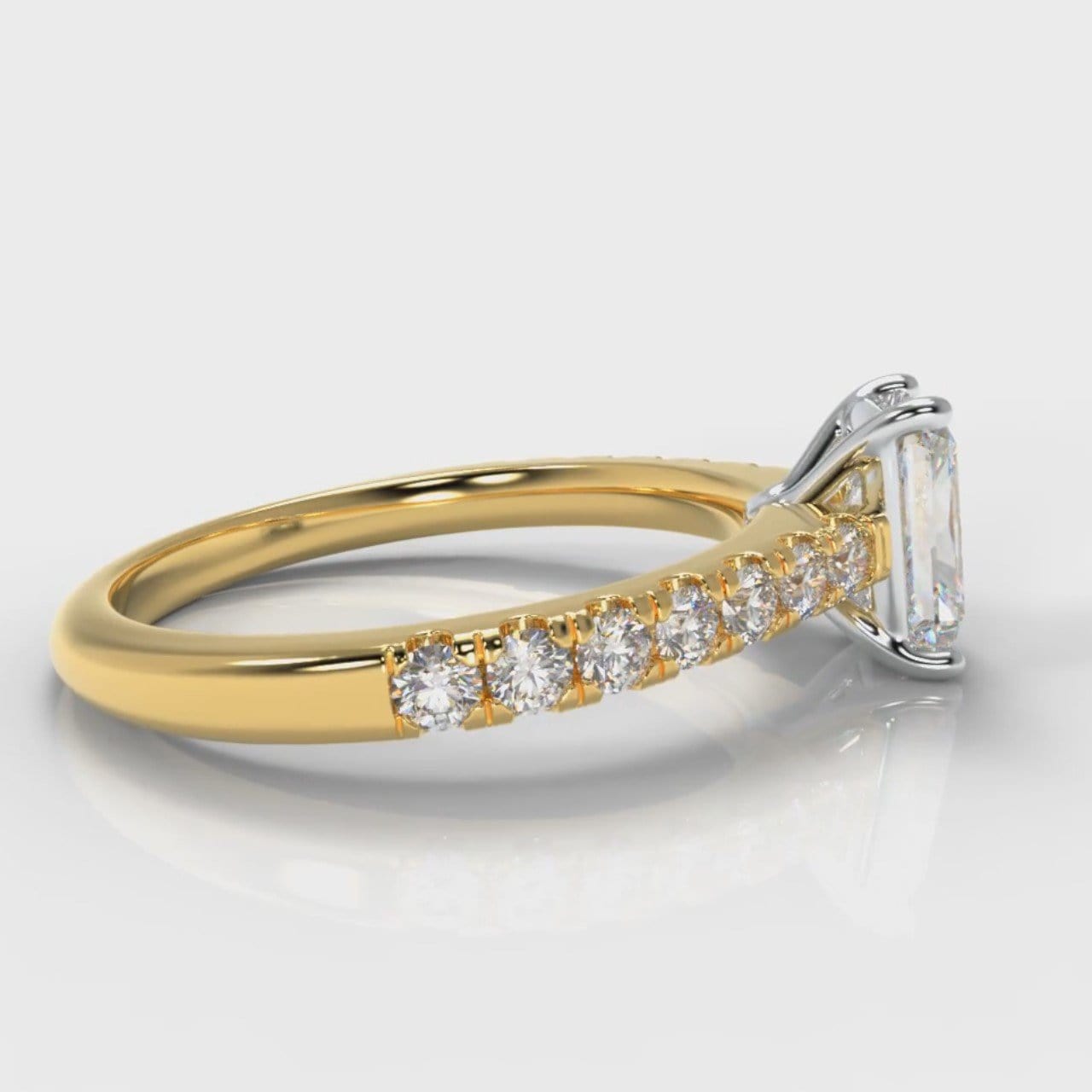 Carrée Micropavé Radiant Cut Diamond Engagement Ring - Yellow Gold