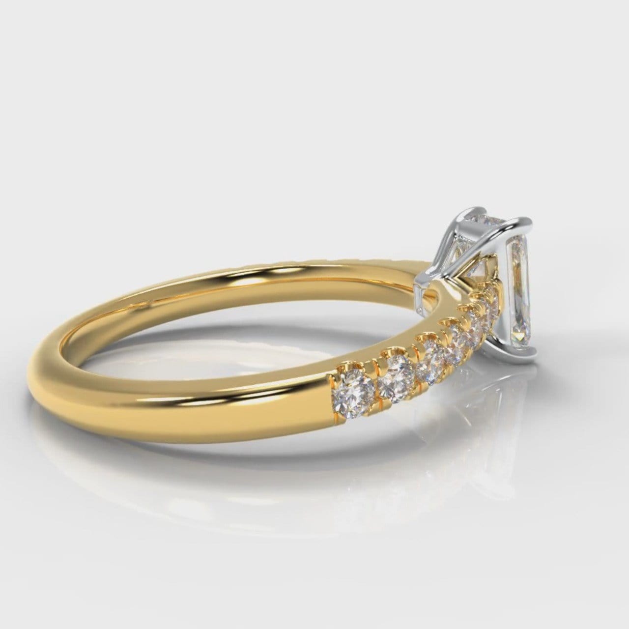 Carrée Micropavé Radiant Cut Diamond Engagement Ring - Yellow Gold