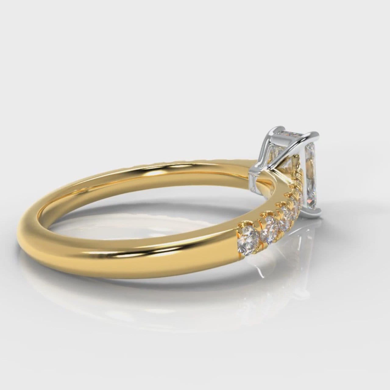 Carrée Micropavé Radiant Cut Diamond Engagement Ring - Yellow Gold
