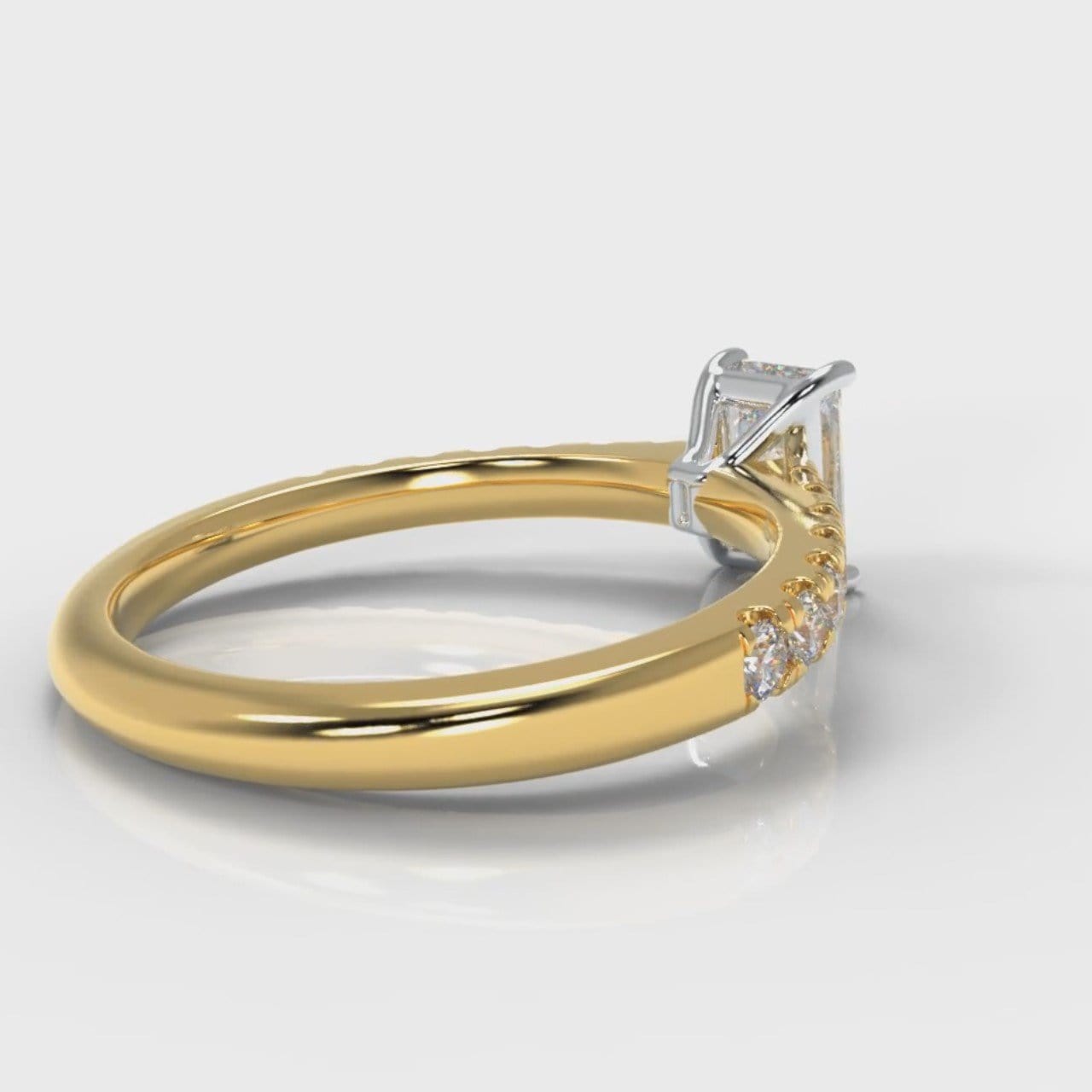 Carrée Micropavé Radiant Cut Diamond Engagement Ring - Yellow Gold