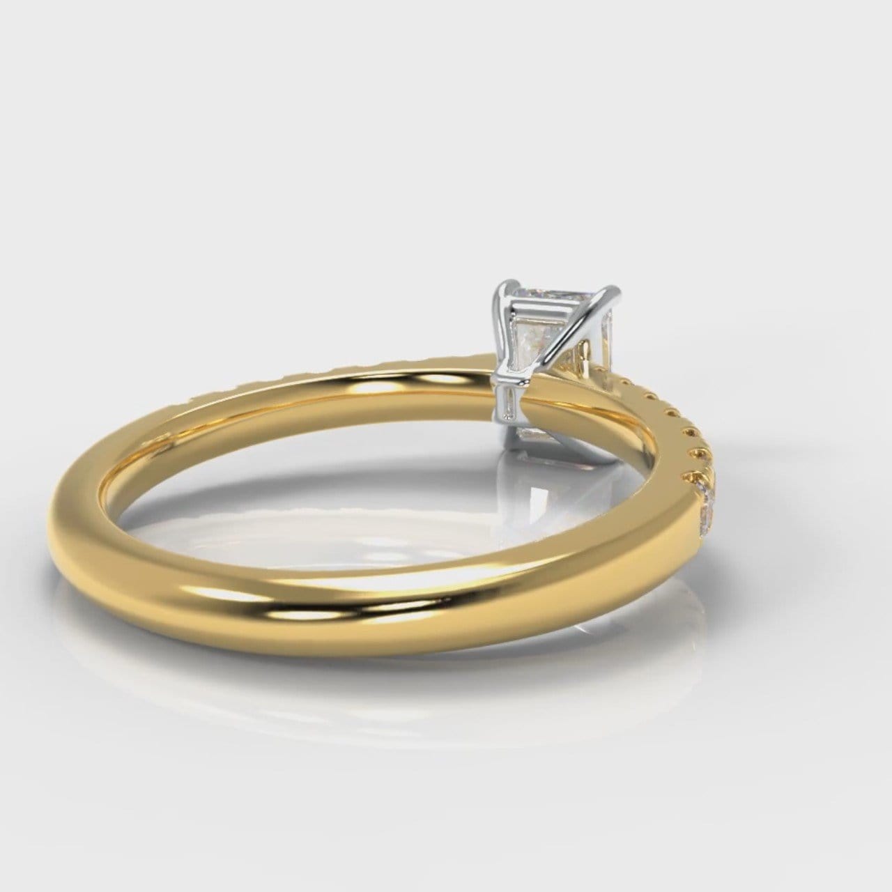 Carrée Micropavé Radiant Cut Diamond Engagement Ring - Yellow Gold
